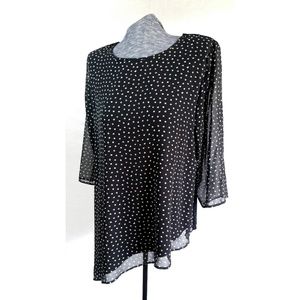Chicos Travelers 3 Polka Dot Asymetrical Blouse XL